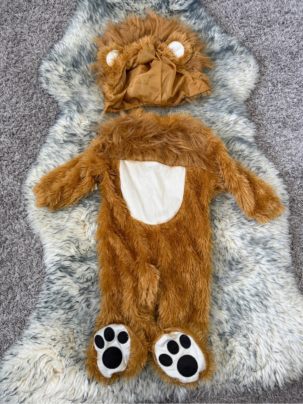 NWT Kids Brown Furry Lion One-Piece Costume